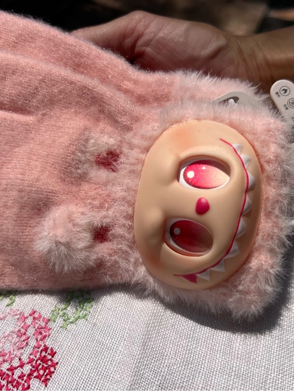 Girls’ Pink Plush Character Mittens with Fuzzy Cuffs